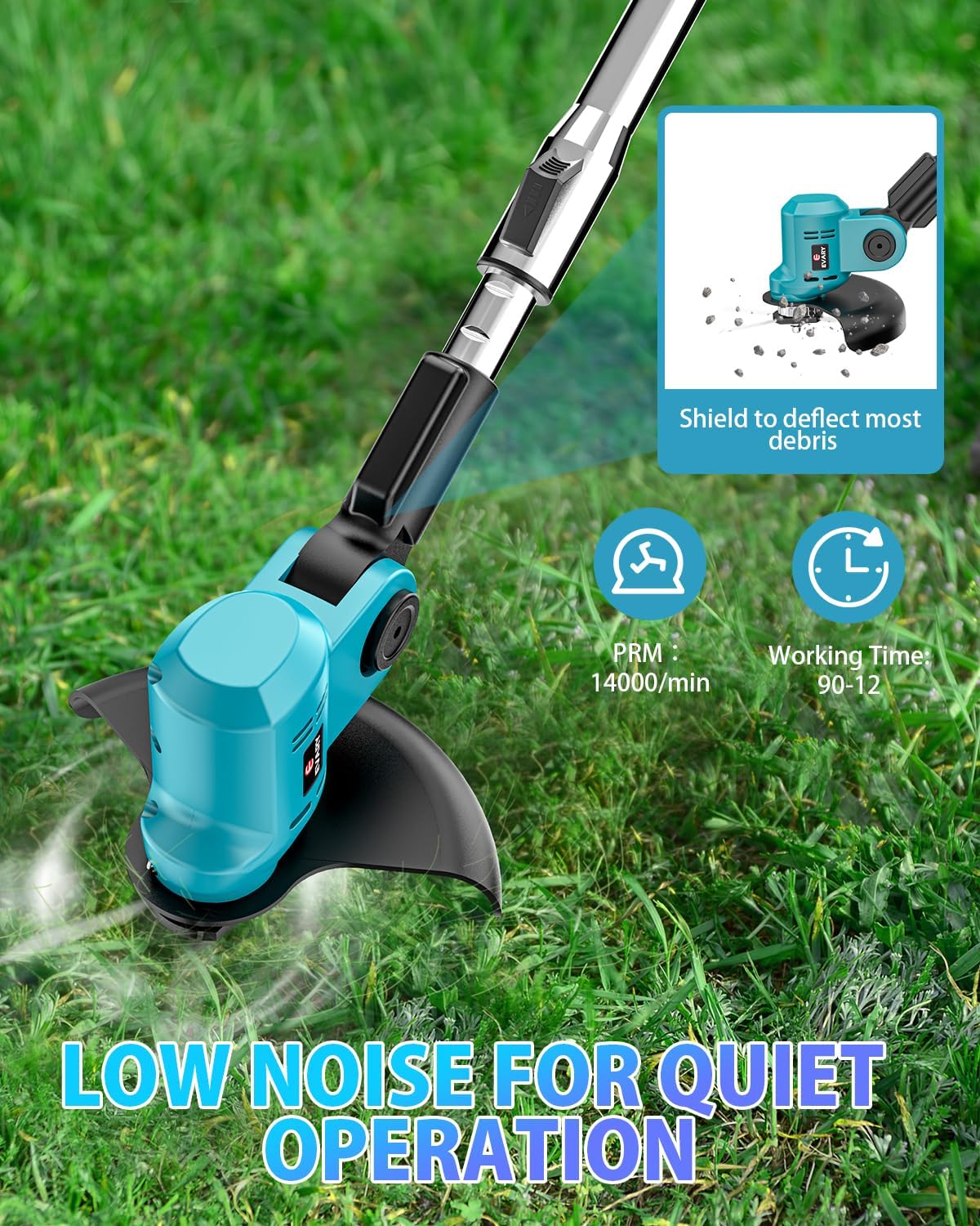 21V Cordless Electric String Trimmer with 6000mAh Battery D5546