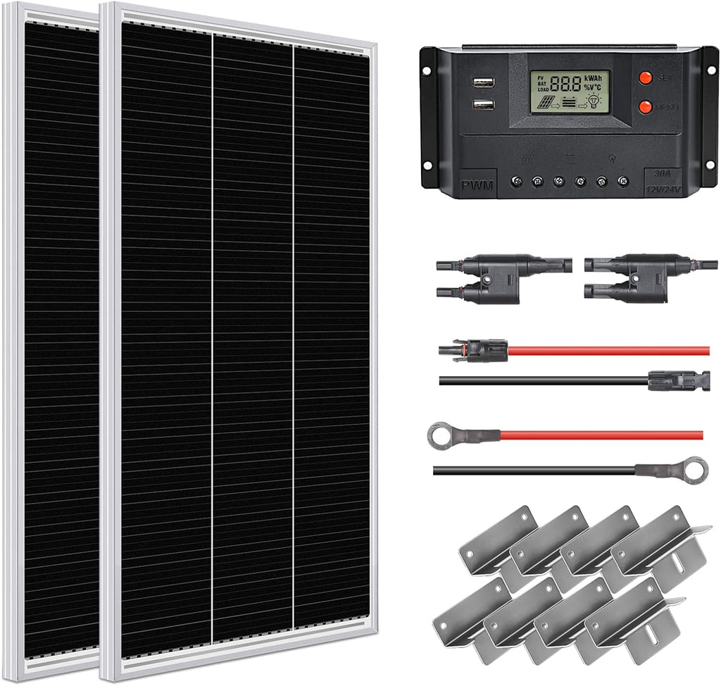 12 Volt 200 Watt Monocrystalline Solar Panel Starter Kit K86022