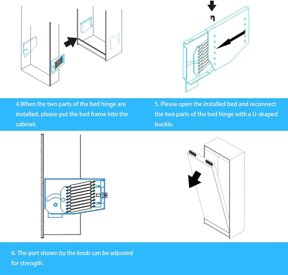 Queen-Size Wall Bed Mechanical Hardware Kit R882