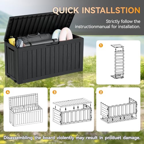150 Gallon Black Resin Outdoor Storage Box W79974