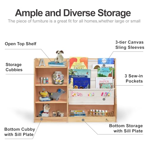 4-Tier Kids Wooden Bookshelf (Natural) Q663838