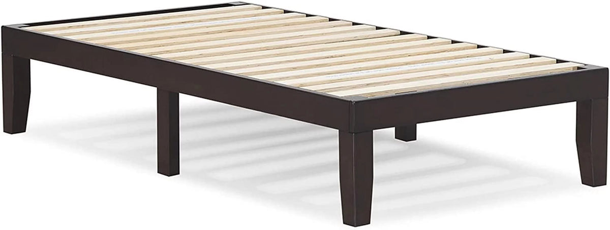 Twin Size Dark Brown Wood Platform Bed Frame D779604