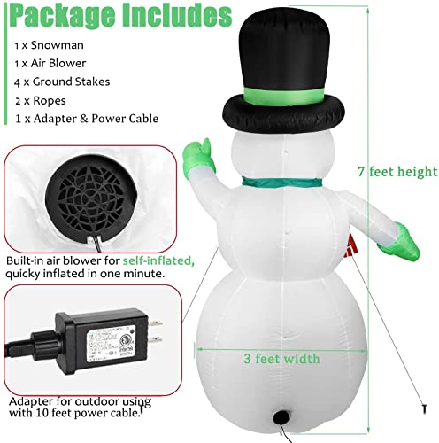 7 FT Christmas Inflatable Santa Claus with Green Gift Bag Built-in LED Lights P1025