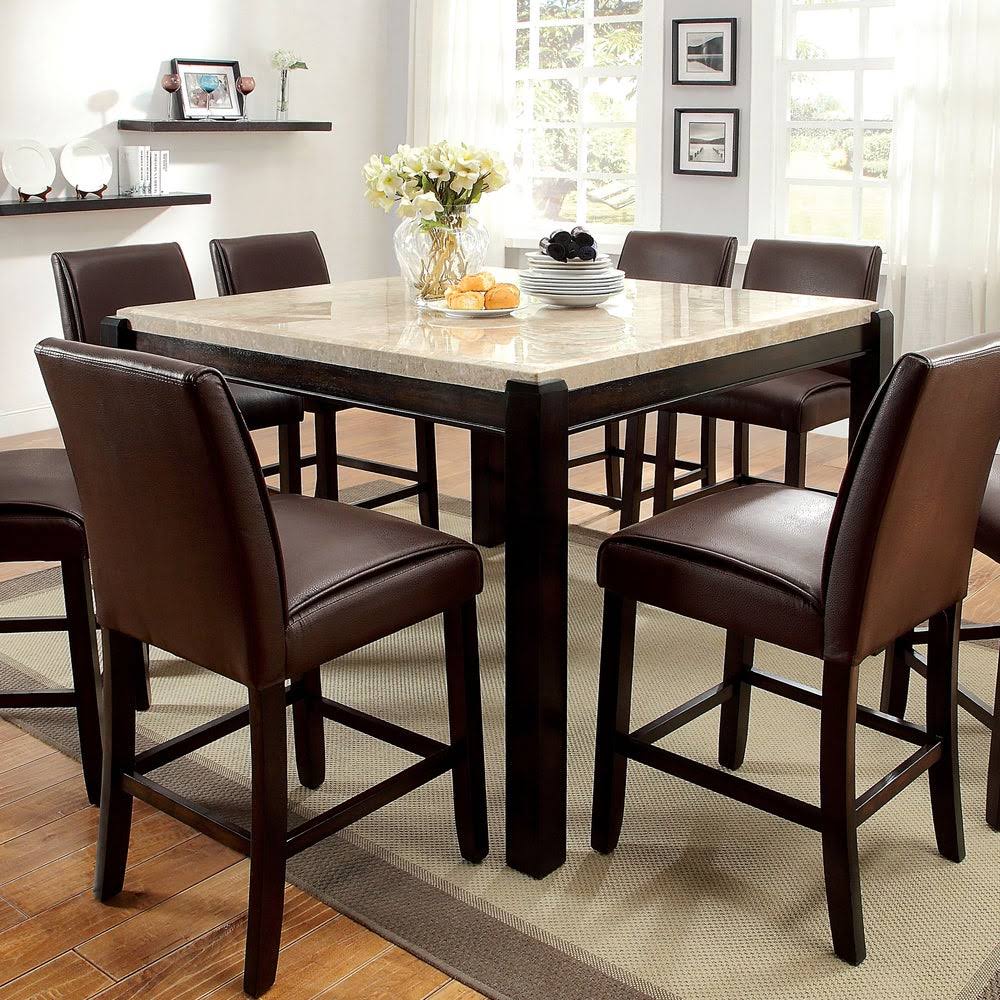 Dark Walnut Leatherette Counter Height Chair Set of 2 C591918