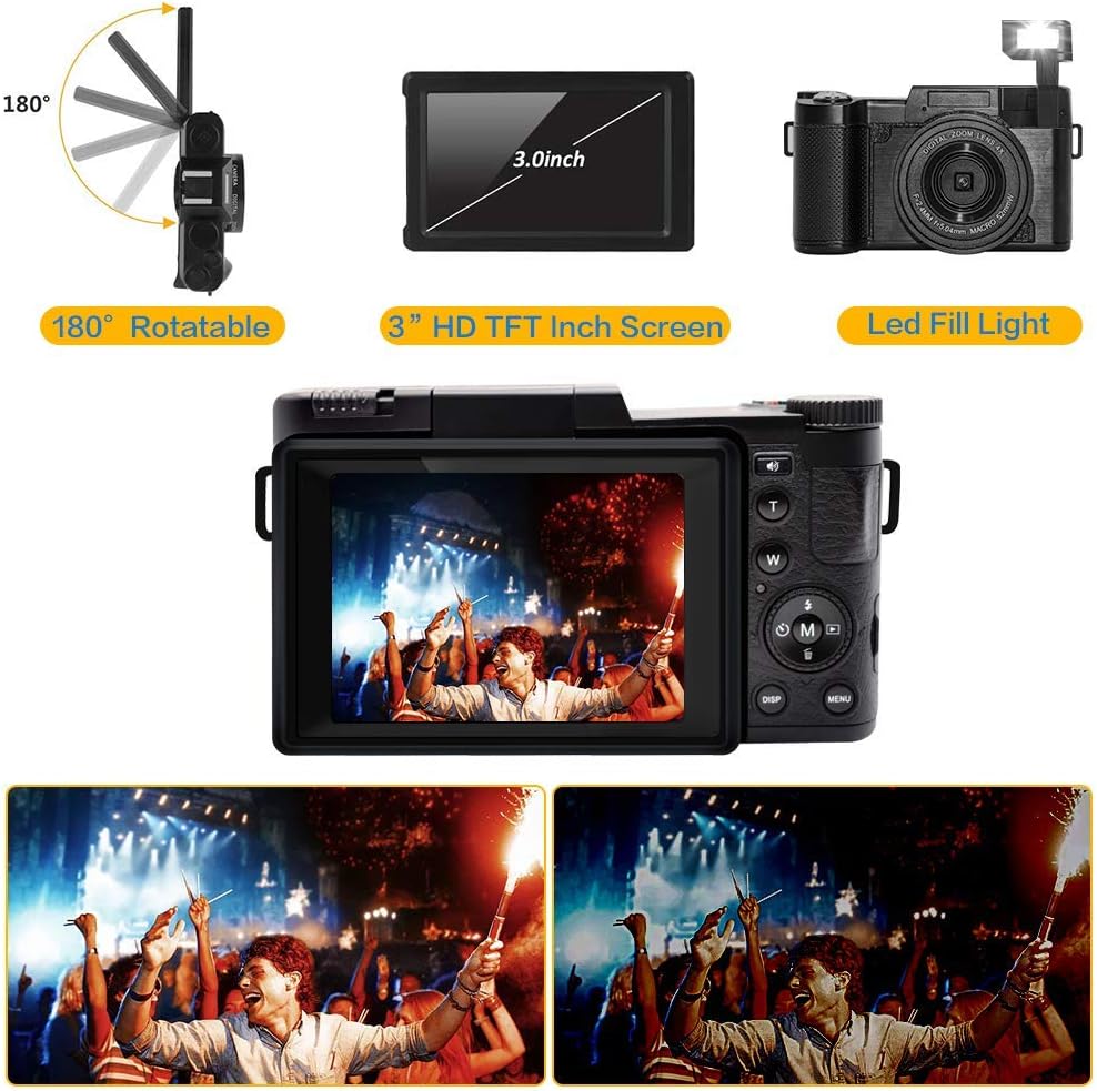2.7K 30MP Full HD Digital Camera with Retractable Flash and 3 Inch Flip Screen Z8809