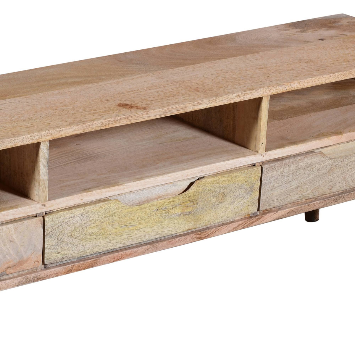 3 Drawer Mango Wood TV Media Cabinet with 3 Open Compartments J23200