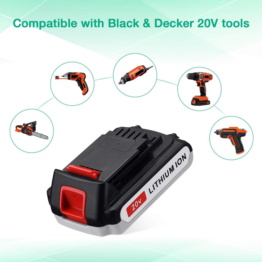 3.0Ah LBXR20 Battery 2Packs for Black & Decker 20V Max Li-ion Cordless Tool W16786