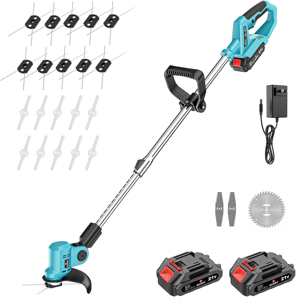 21V Cordless Electric String Trimmer with 6000mAh Battery D5546