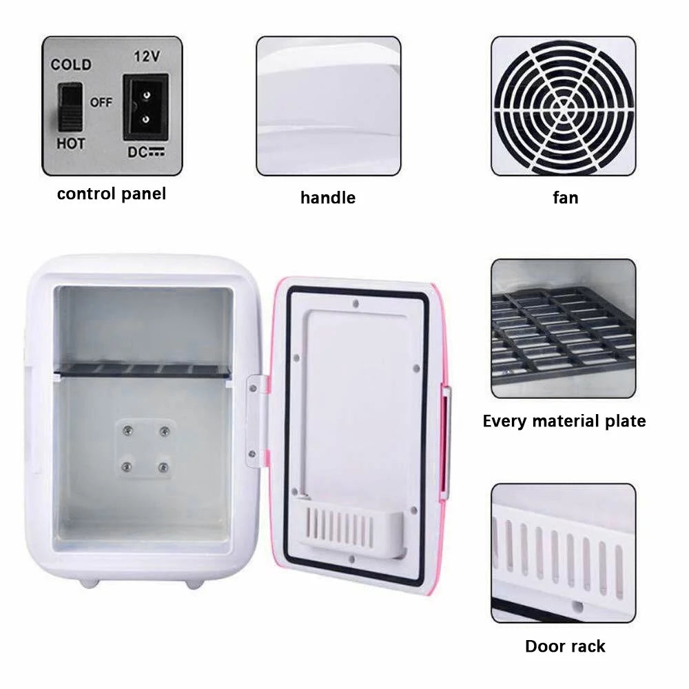 Portable 4L 6 Can Pink Mini Fridge K71027