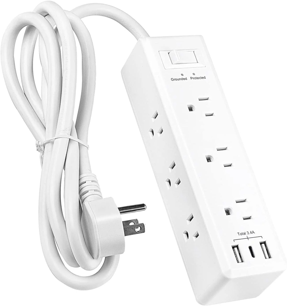 Surge Protector Power Strip with 9 Outlets 2 USB-A 1 USB-C 5 Ft Extension Cord F15987