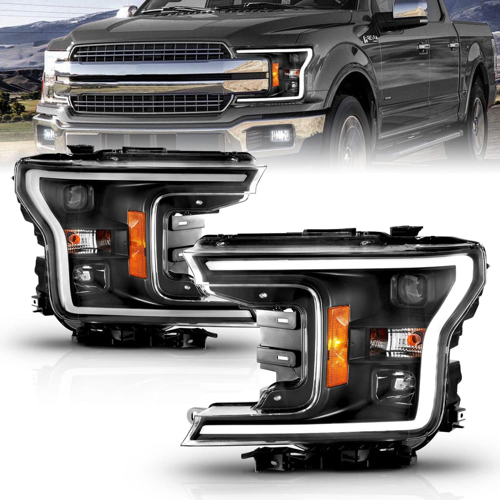 Black Quad Projector Headlights with LED Light Bar Assembly Set G78625