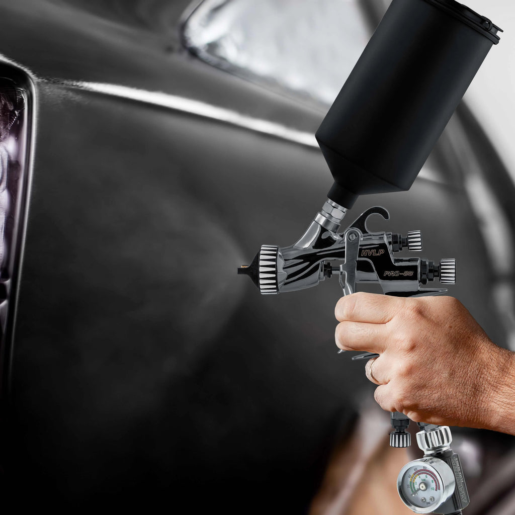 HVLP Spray Gun with 1.3mm Tip and Air Pressure Regulator Gauge P360575