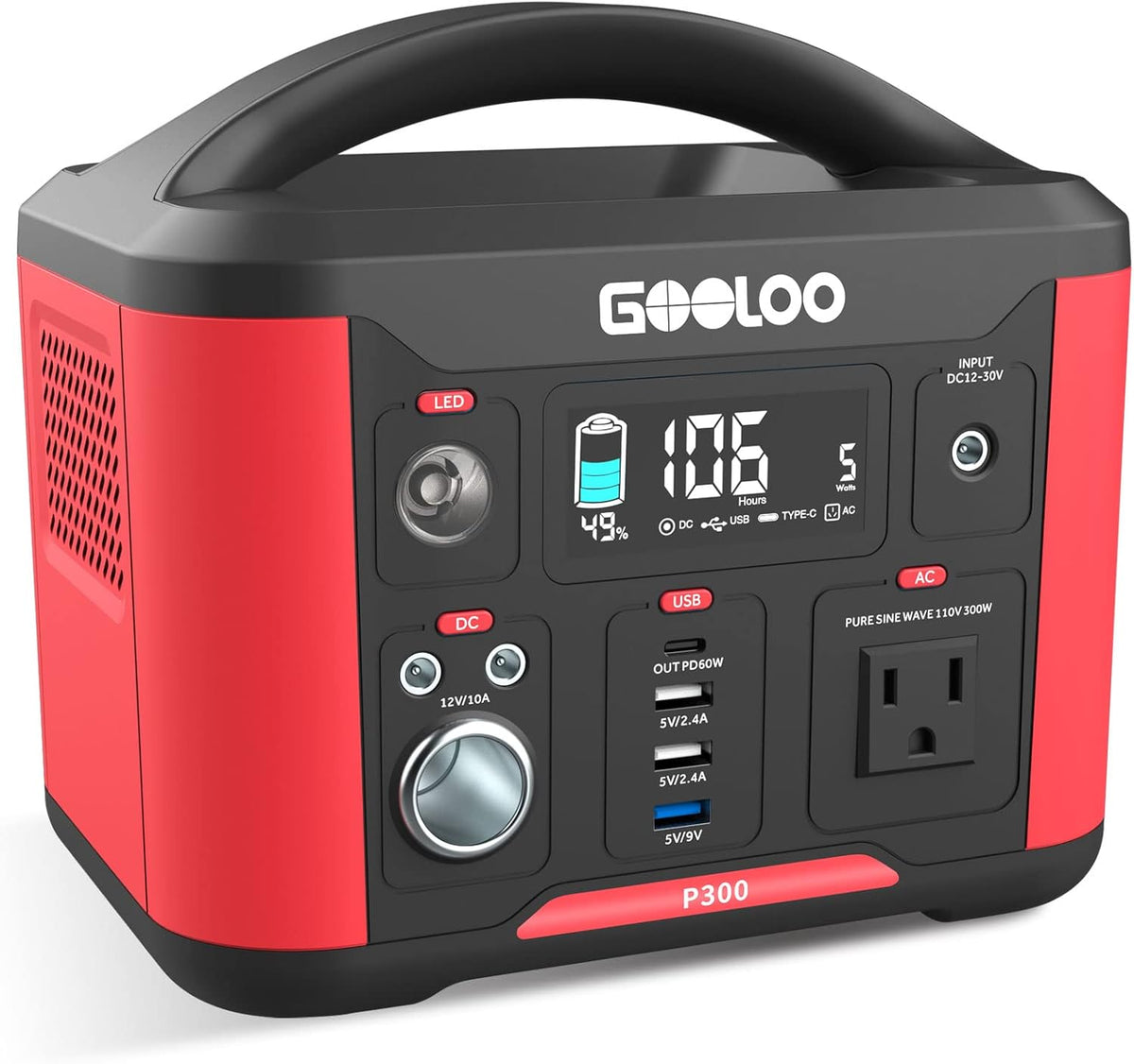 Portable Power Station 626Wh 600W AC Outlets Lithium Battery Y74339