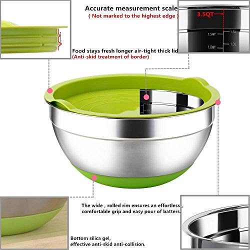 6 Piece Stainless Steel Mixing Bowls with Airtight Lids M133316