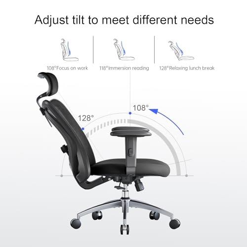 Black Ergonomic Office Chair with Adjustable Headrest and Lumbar Support P178
