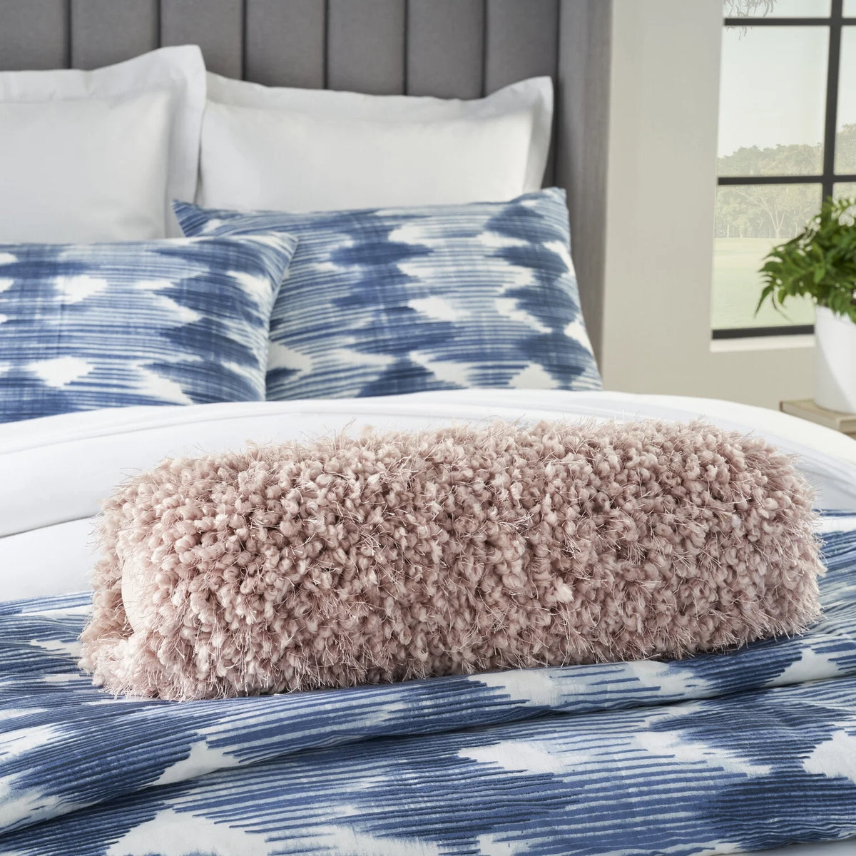 Blush Pink Lumbar Throw Pillow A8223