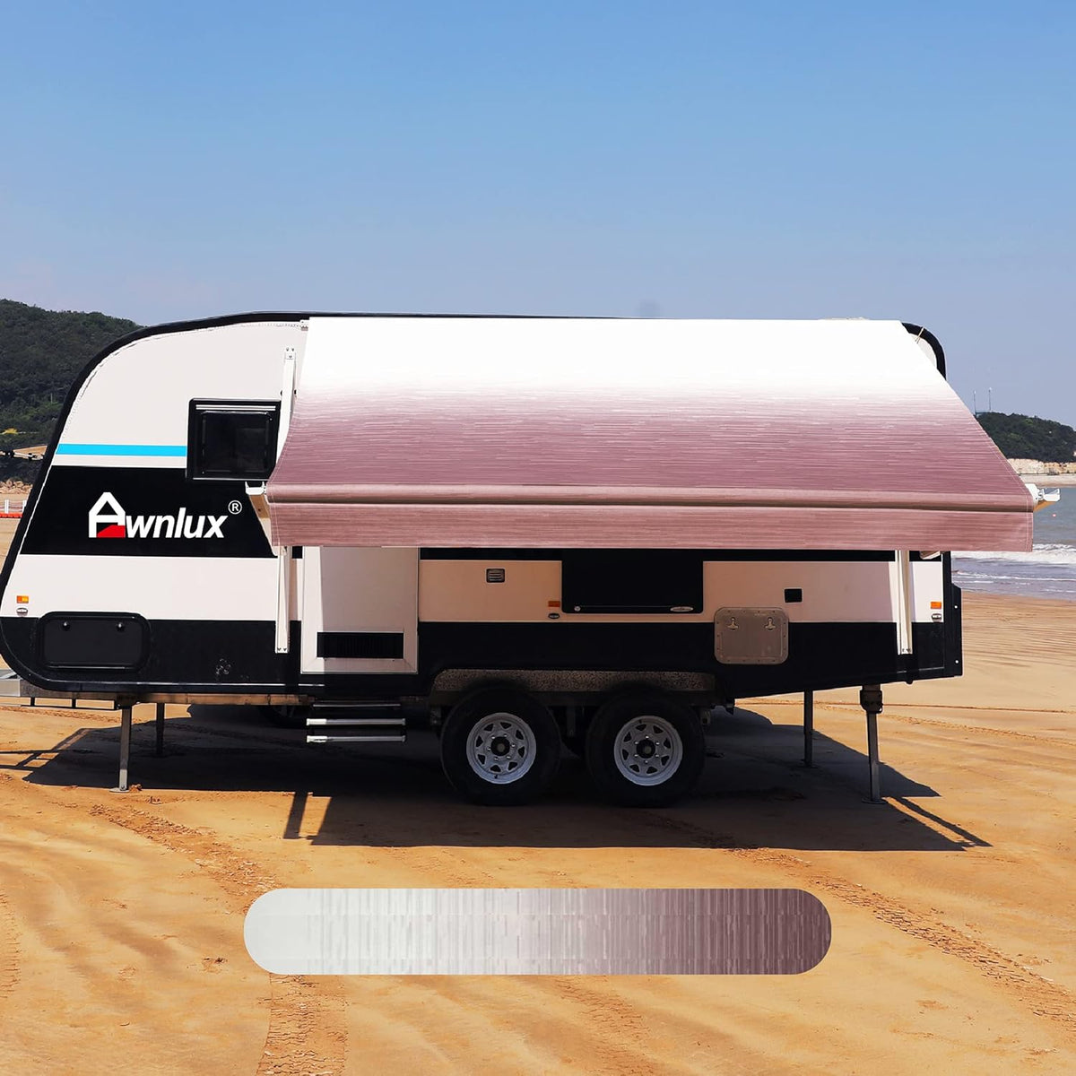 RV Awning Fabric Replacement Waterproof Vinyl Shade Screen Brown Strip-17' I419