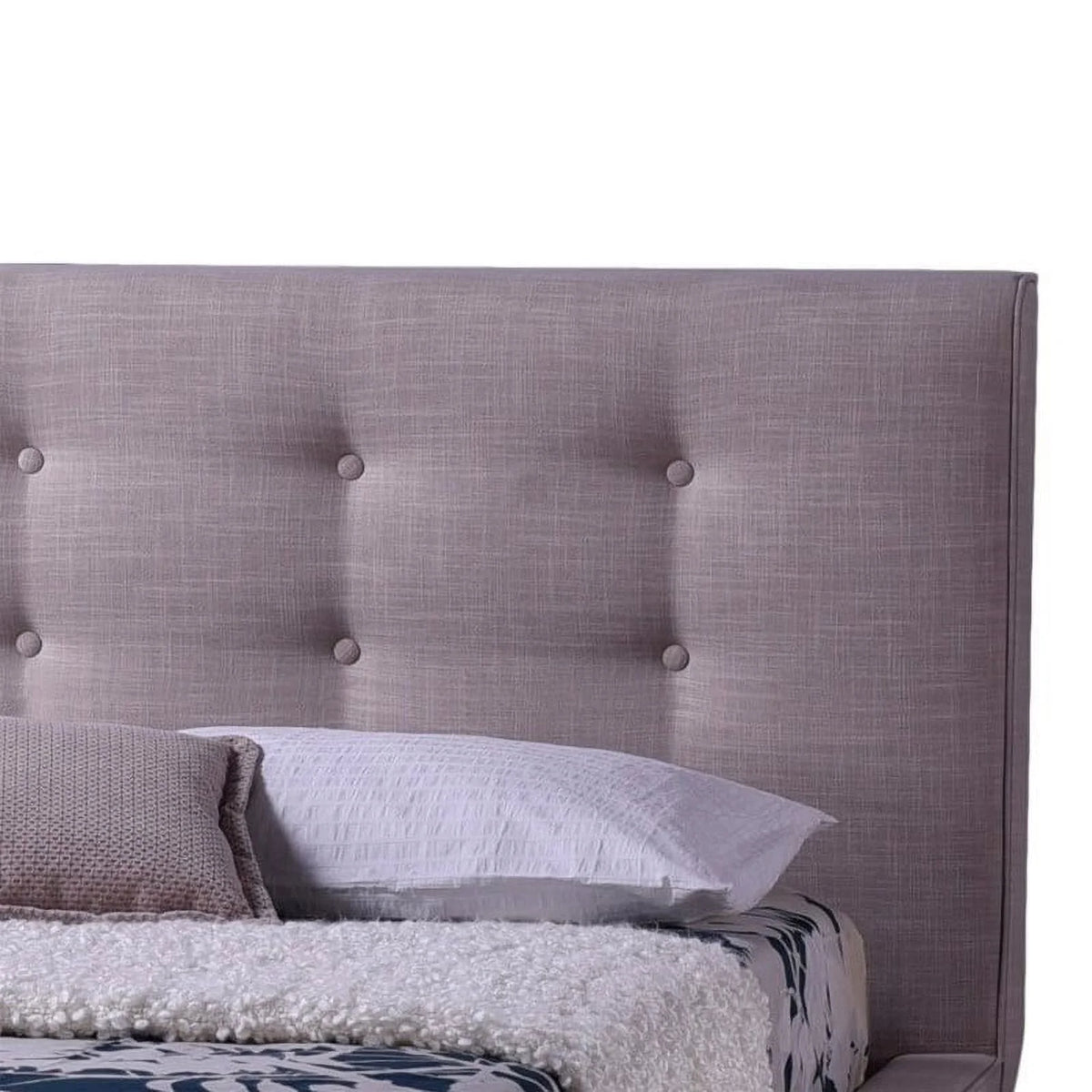 Upholstered Full Platform Bed in Beige E25951