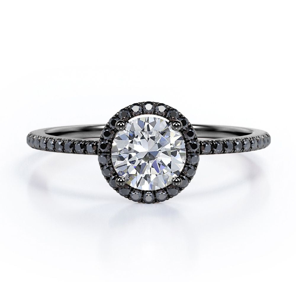 18K Black Gold Plated Silver Moissanite Engagement Ring N7200