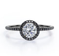 18K Black Gold Plated Silver Moissanite Engagement Ring N7200