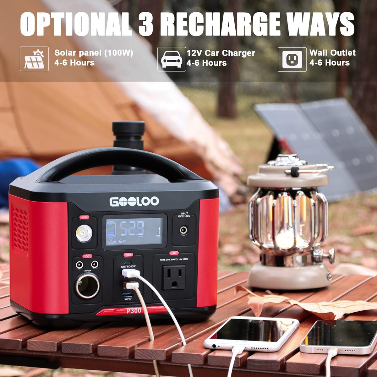 Portable Power Station 626Wh 600W AC Outlets Lithium Battery Y74339