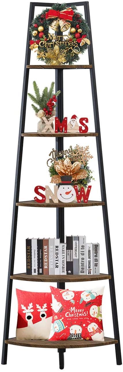 5-Shelf Industrial Corner Bookcase X8386