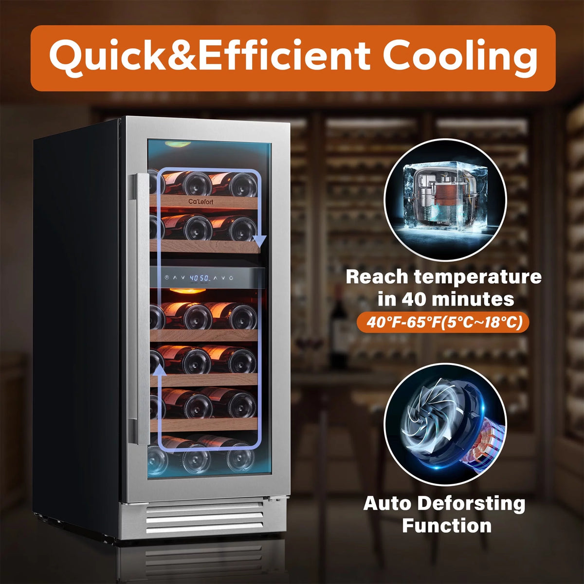 15 inch 28 Bottle Dual Zone Stainless Steel Wine Cooler G308
