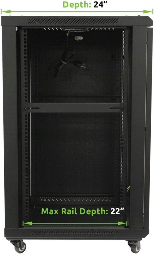 18U Wall Mount Server Cabinet with Glass Door and Shelves K638