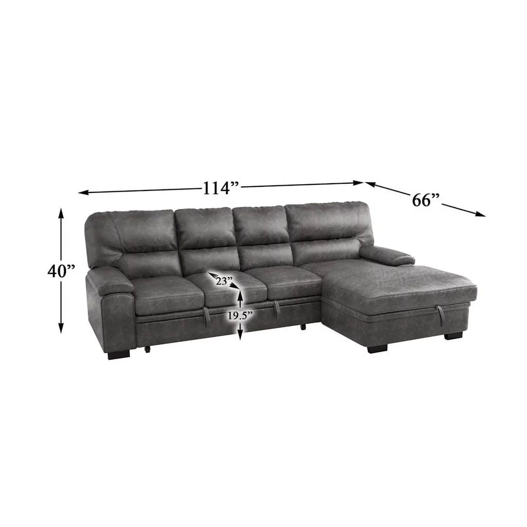 Dark Gray Microfiber Sectional with Right Chaise C18876