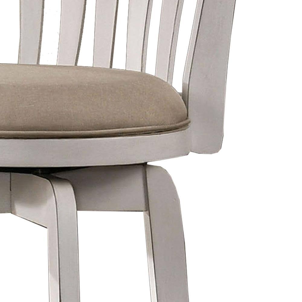 White Wood and Fabric Swivel Bar Height Stool P44719