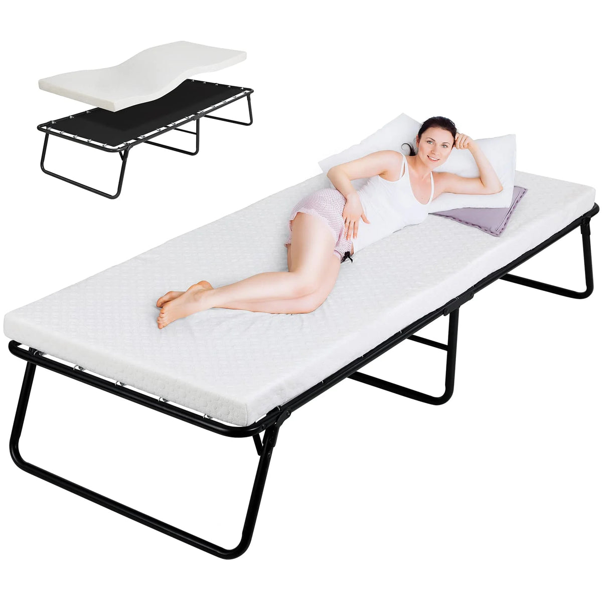 Folding Bed with Memory Foam Mattress Y762