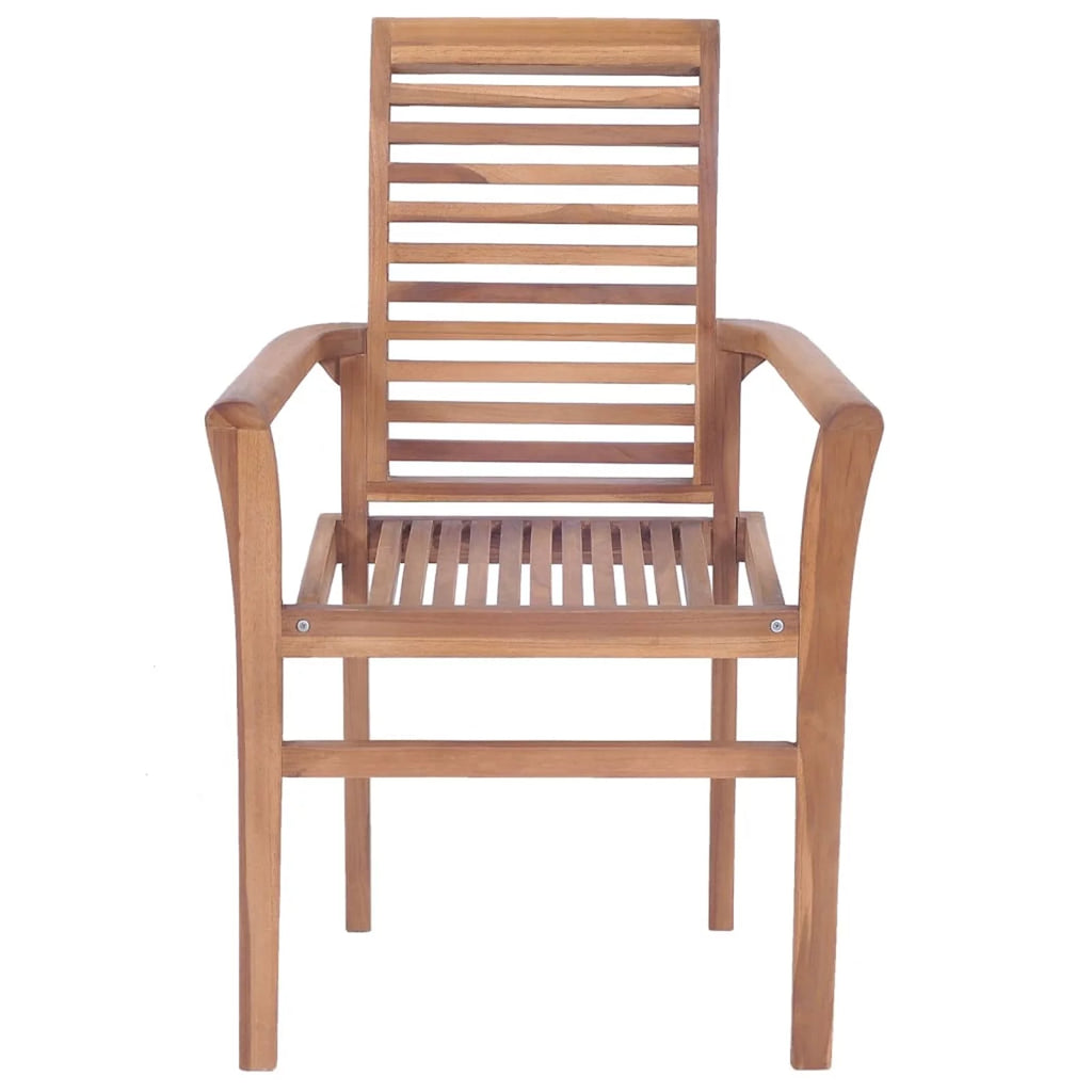 6 Pcs Teak Wood Dining Chairs with Gray Cushions I84595