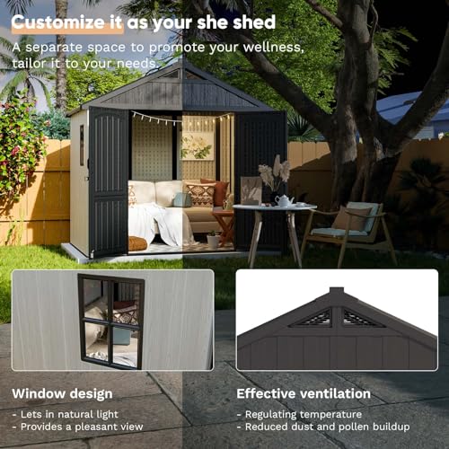 8' x 6' Plastic Outdoor Storage Shed with Floor S3552