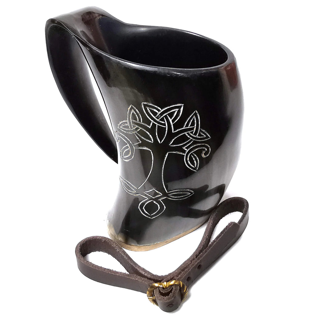 Viking Drinking Horn Tankard with Leather Strap 600ML F257065