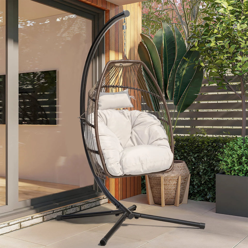 Wicker Hammock Chair with Stand Y662743