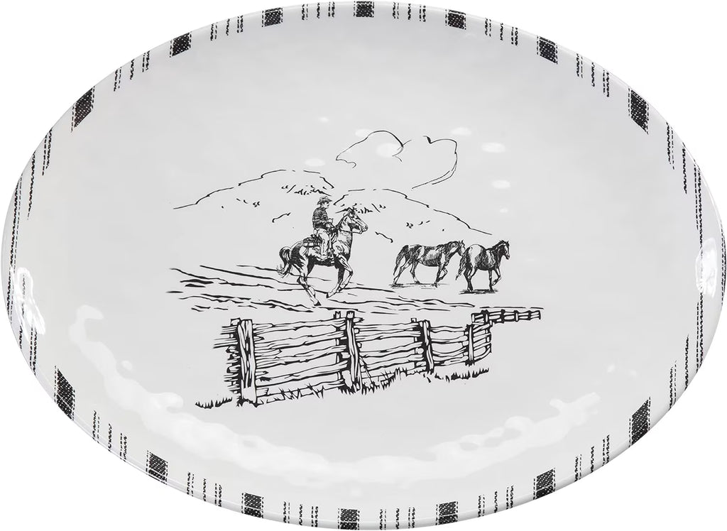 Black And White Melamine Serving Platter H1208