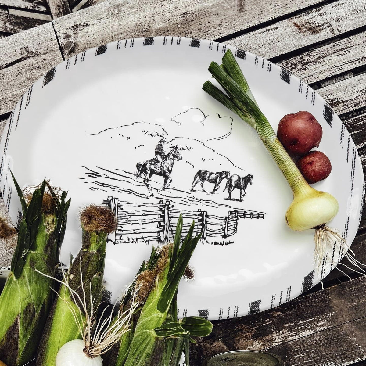 Black And White Melamine Serving Platter H1208