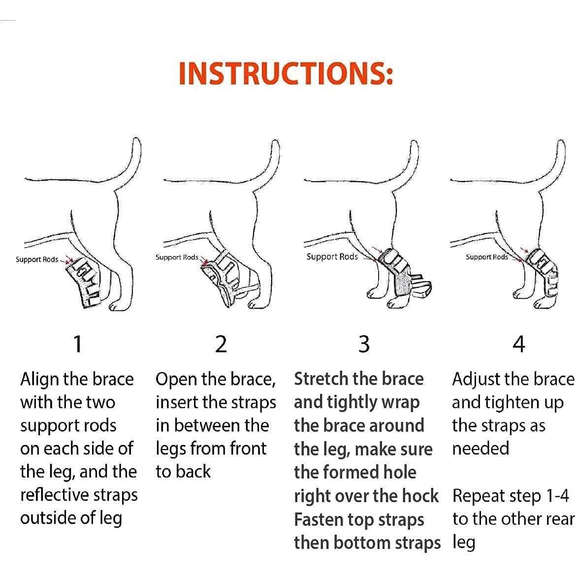 3-in-1 Long Rear Leg Support Dog Splint Braces P761115