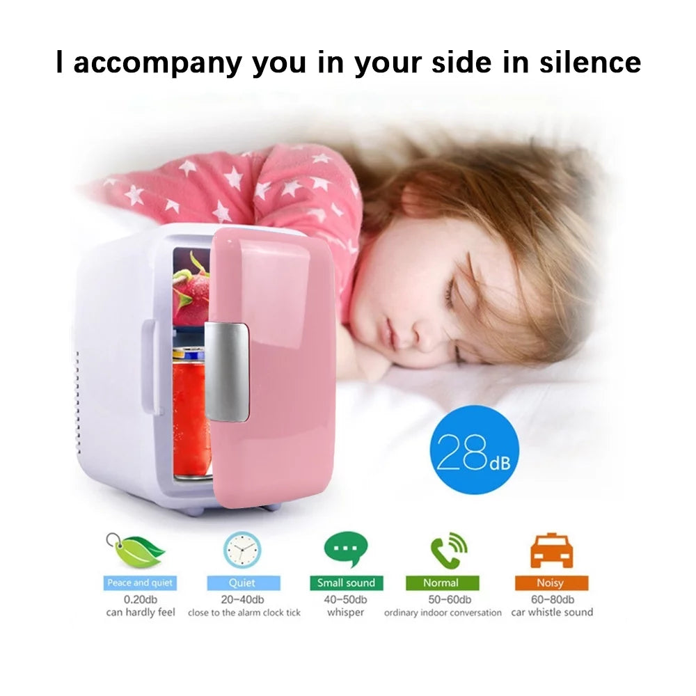 Portable 4L 6 Can Pink Mini Fridge K71027