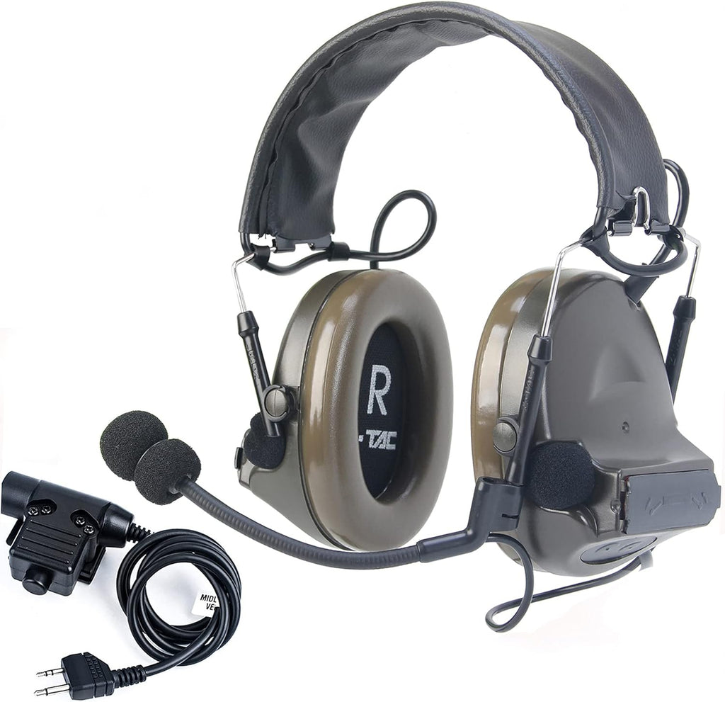Tactical Headset + Push-to-Talk Noise Reduction Headphones Set F79310