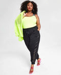 Plus Size Mixed-Media Jogger Pants C6266