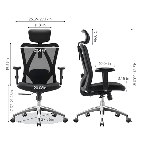 Black Ergonomic Office Chair with Adjustable Headrest and Lumbar Support P178