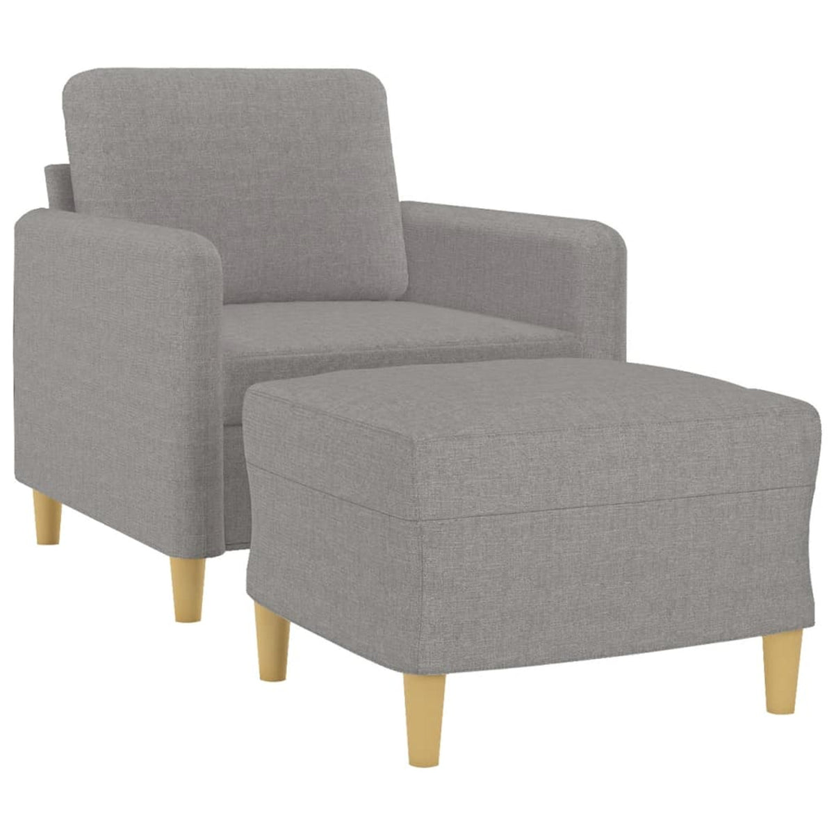 Light Gray Fabric Sofa Chair with Footstool I748066