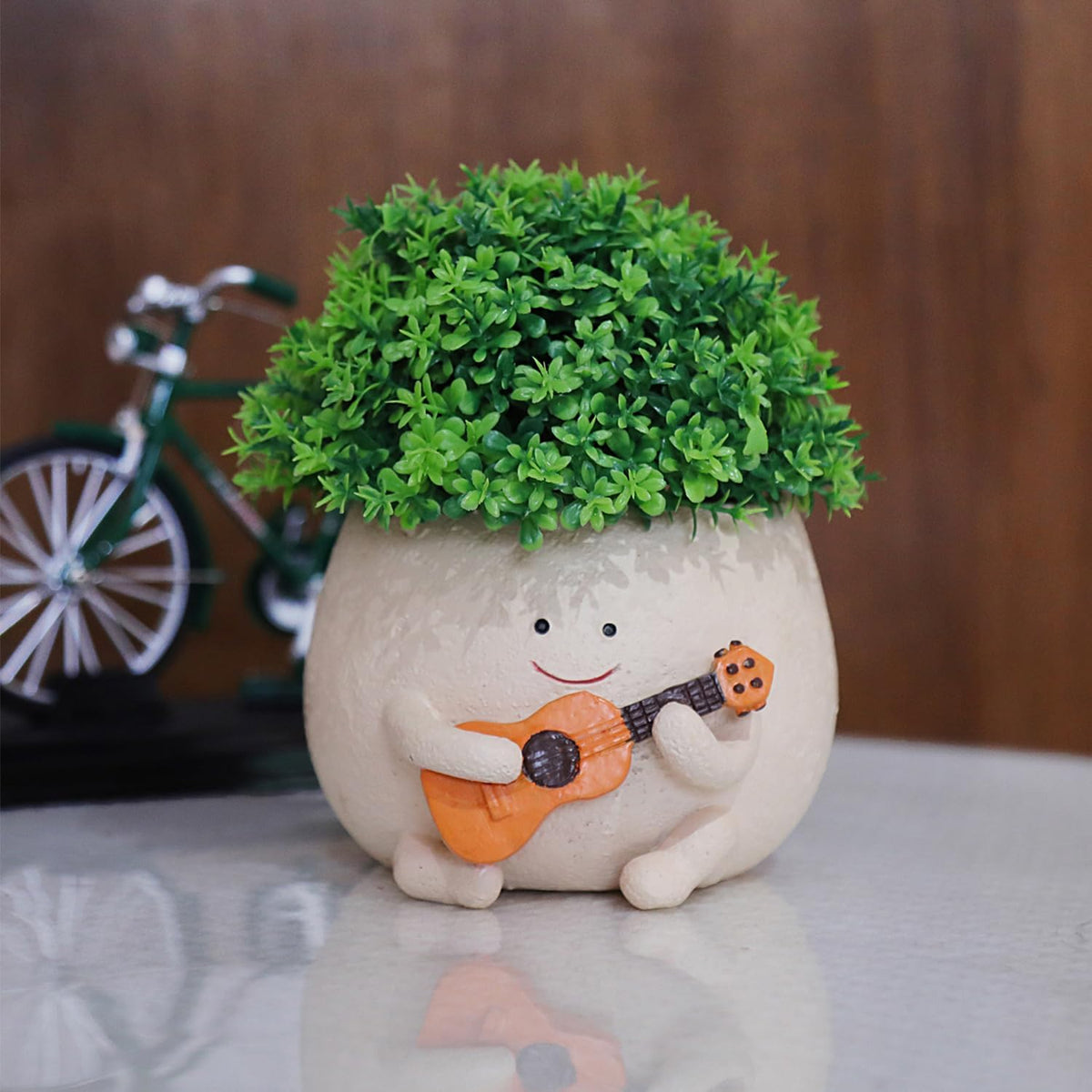 Smiley Guitar Head Succulent Pots with Drainage Hole A4849