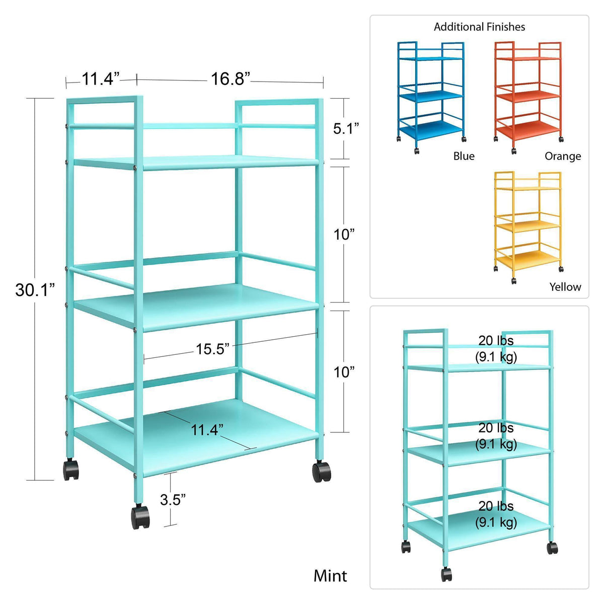 Yellow Metal Rolling Cart B2402