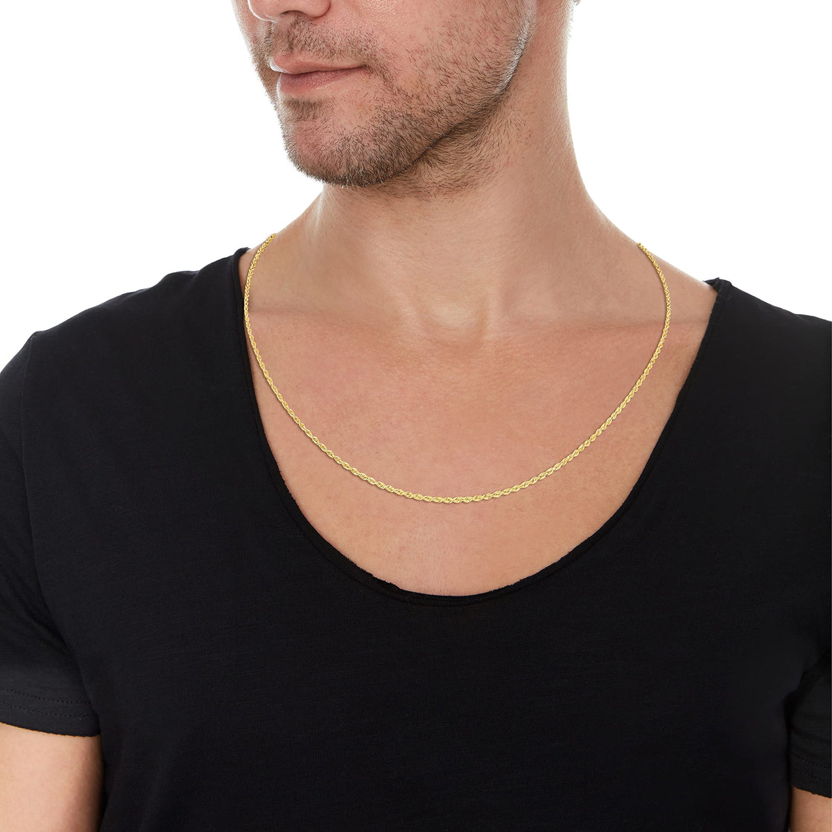 10k Yellow Gold Diamond Cut Rope Chain Necklace V41827