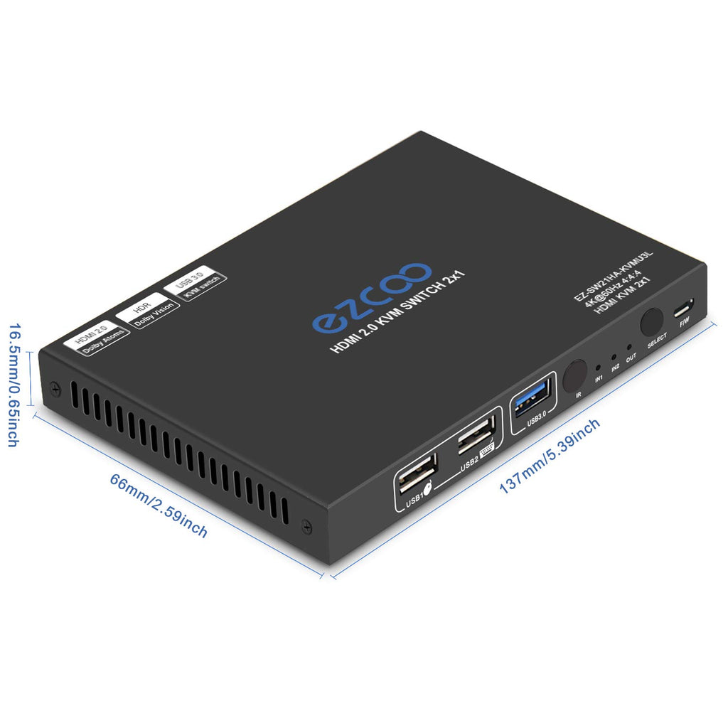 USB 3.0 KVM Switch HDMI 2-Port 4K60 with Stereo Audio Extractor C902