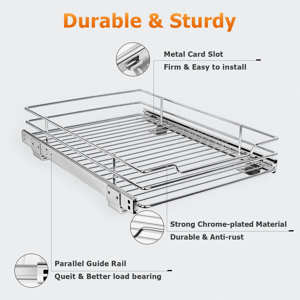 Pull Out Cabinet Organizer, Heavy Duty Slide Out Pantry Shelves, 12.44 W x 16.54 D, Pack of 2 H899