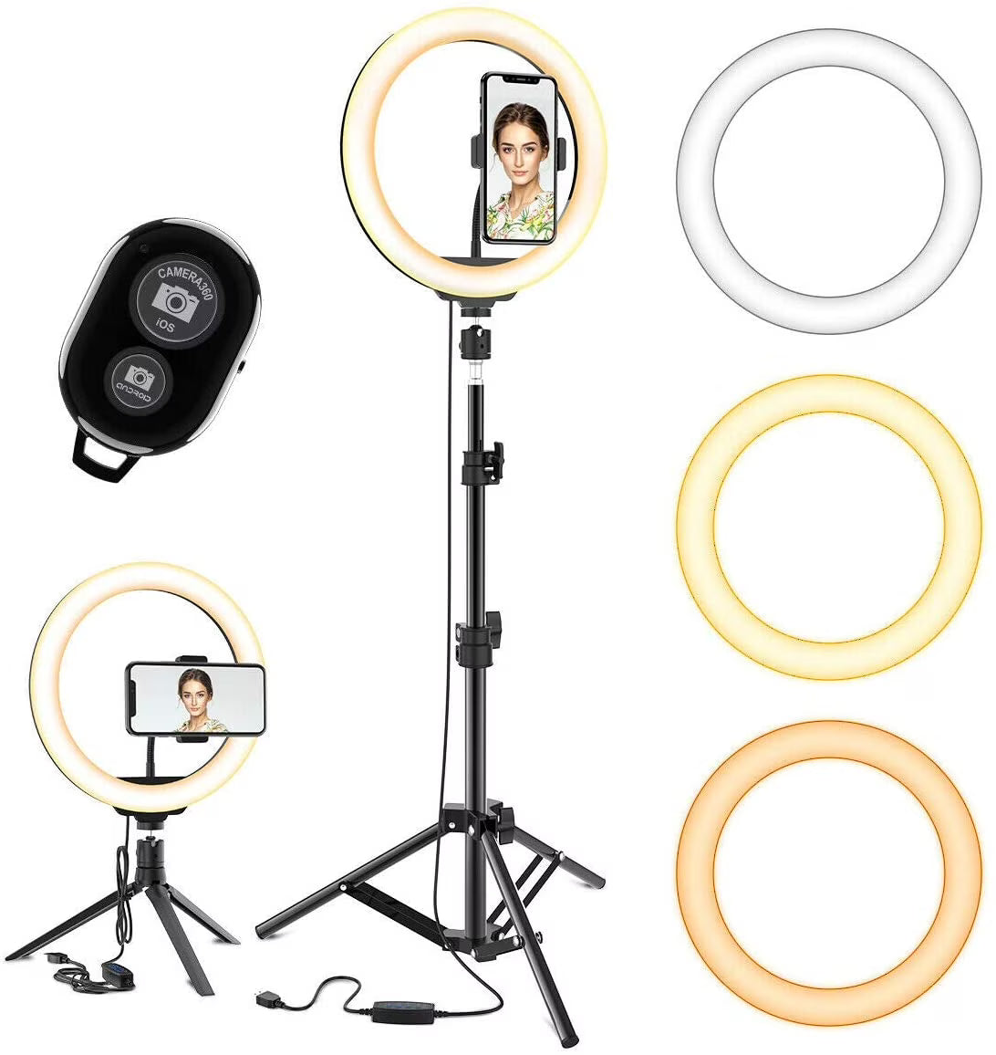 10" LED Ring Light with Tripod Stand Phone Holder Q6556