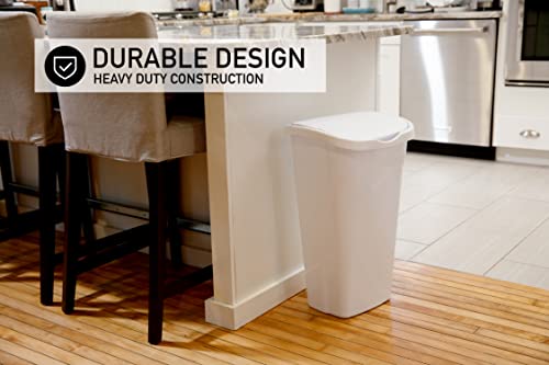 10 Gal Kitchen Trash Can with Dual Swing Lid, Pack of 2, White W1925